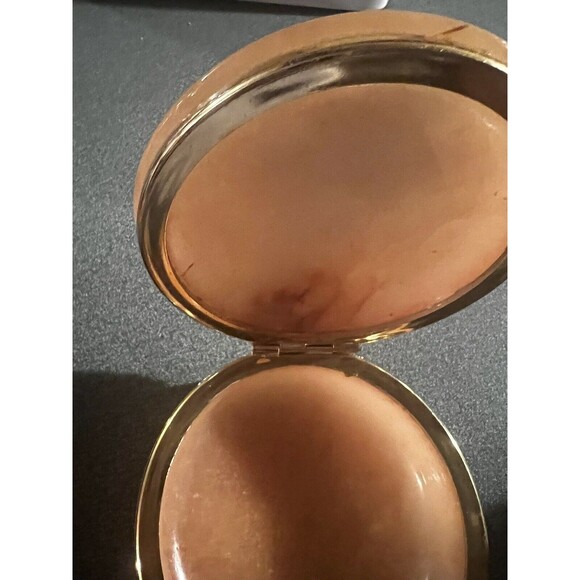 Vintage Alabaster Trinket Box Hand Carved Made in Italy Hinged Floral Design - Picture 9 of 9